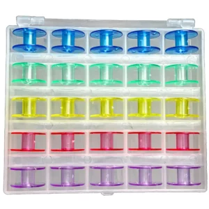 جعبه ماسوره با 25 عدد ماسوره خانگی - فروشگاه اینترنتی لوازم خیاطی سولورشاپ